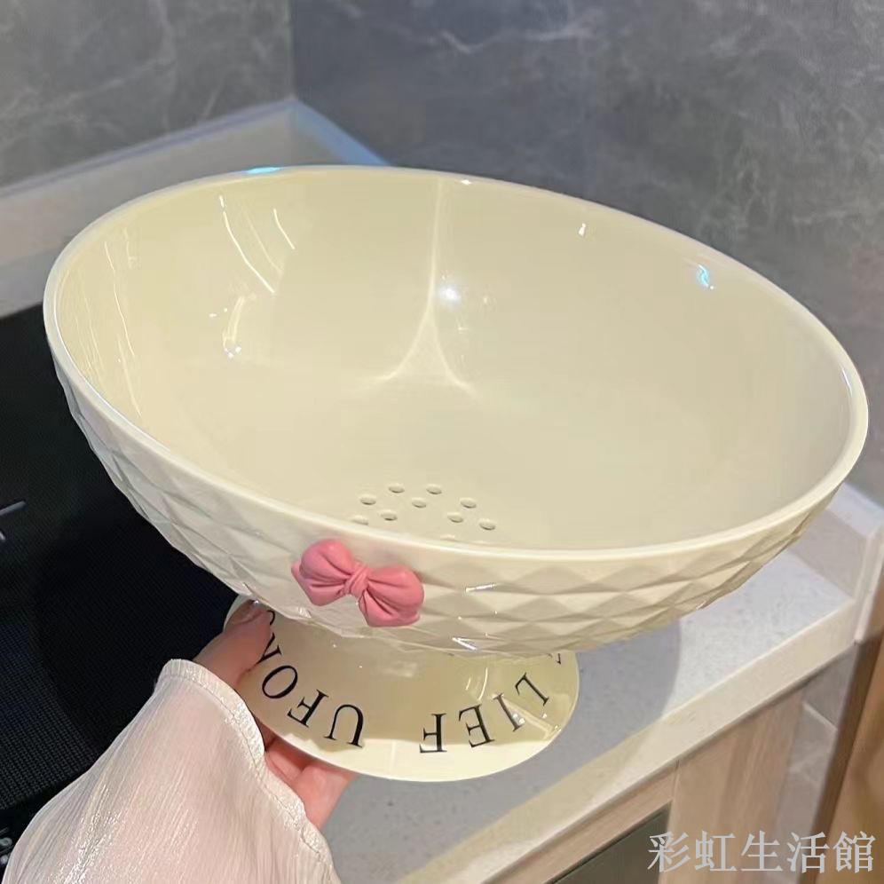 果盤客廳茶幾零食盤ins奶油風高顏值擺件加厚塑膠水果收納盤