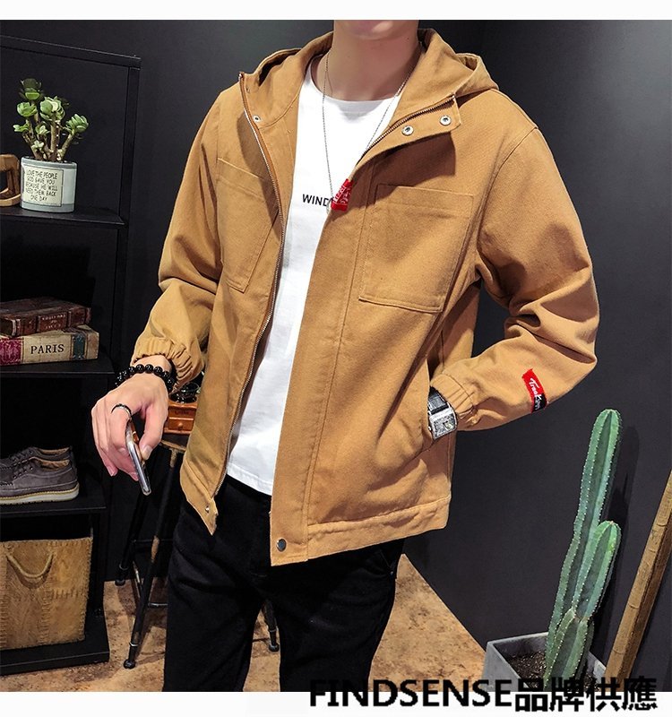 FINDSENSE品牌 秋冬款 新款 日本 男 個性 高品質 純色 清新 大碼 帥氣 夾克外套 潮流上衣外套