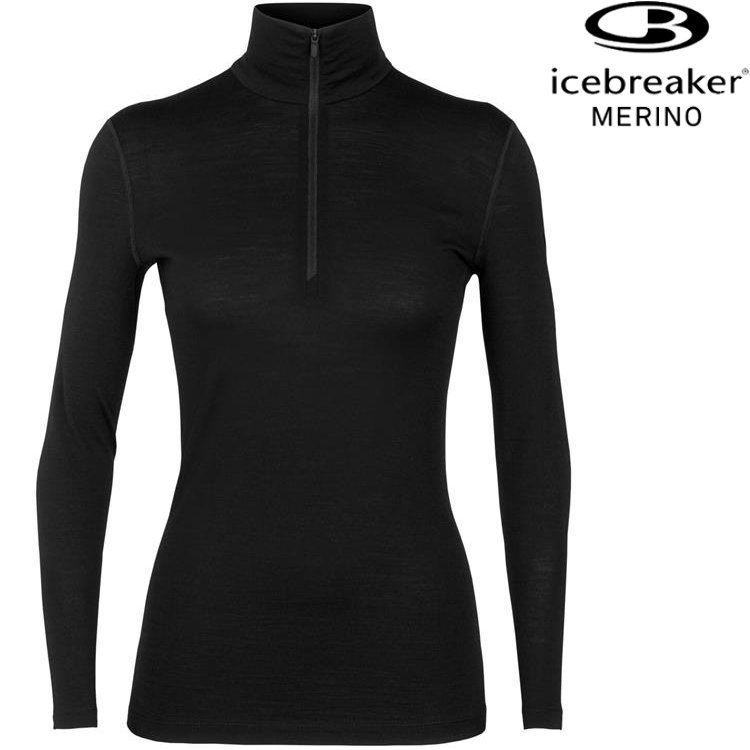 Icebreaker Oasis BF200 女款 半開襟長袖上衣/美麗諾羊毛排汗衣 104380 001 黑