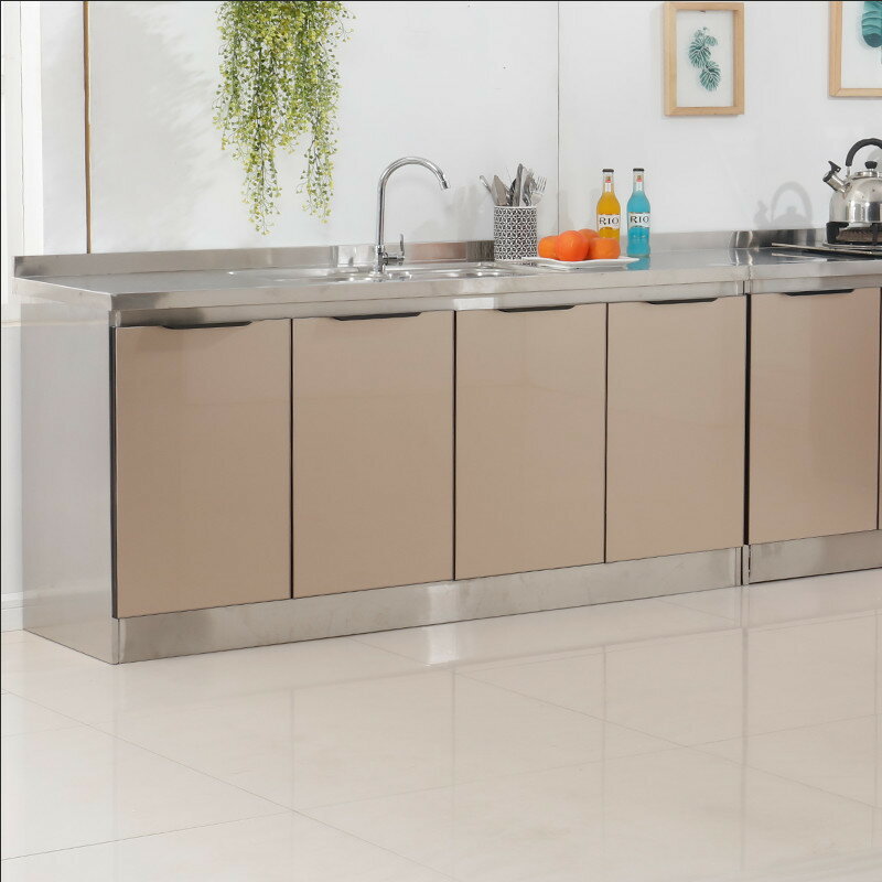 不銹鋼櫥柜碗柜家用水槽柜置物簡易廚房櫥柜灶臺柜一體組裝經濟型