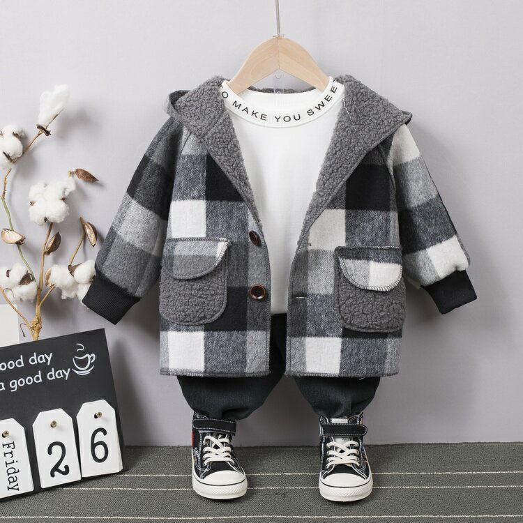 韓版兒童外套秋冬季新款童裝男1-2-3歲寶寶洋氣加絨加厚男童