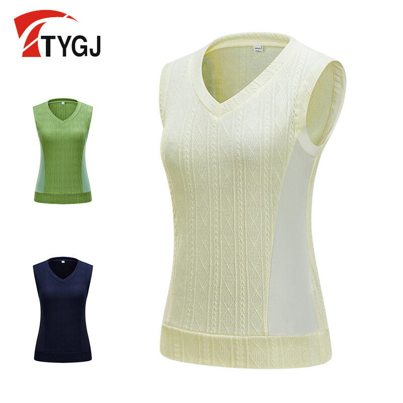 TTYGJ春秋新款高爾夫服裝女士V領背心吸汗透氣戶外運動馬甲T332