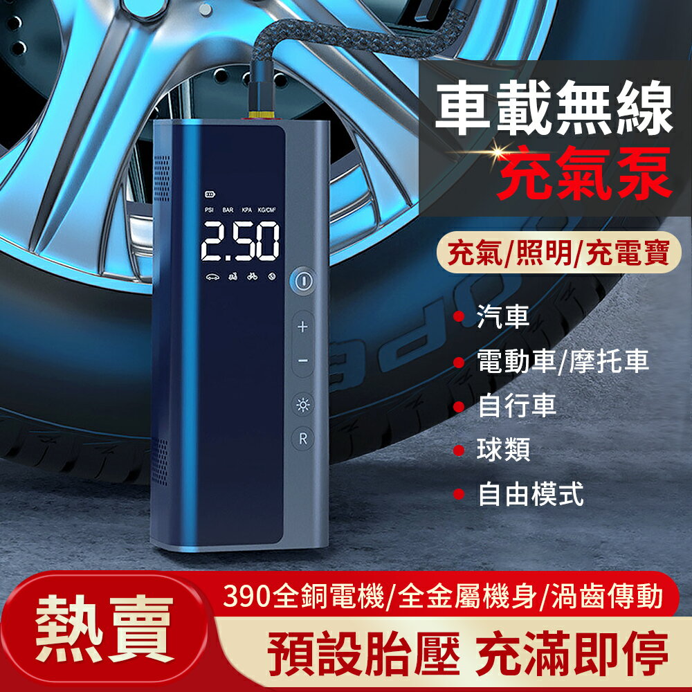 台灣現貨 電動打氣機 自動充停 LED照明 汽車打氣機 胎壓偵測 Type-C充電 智能充氣 電動充氣泵 輪胎打氣