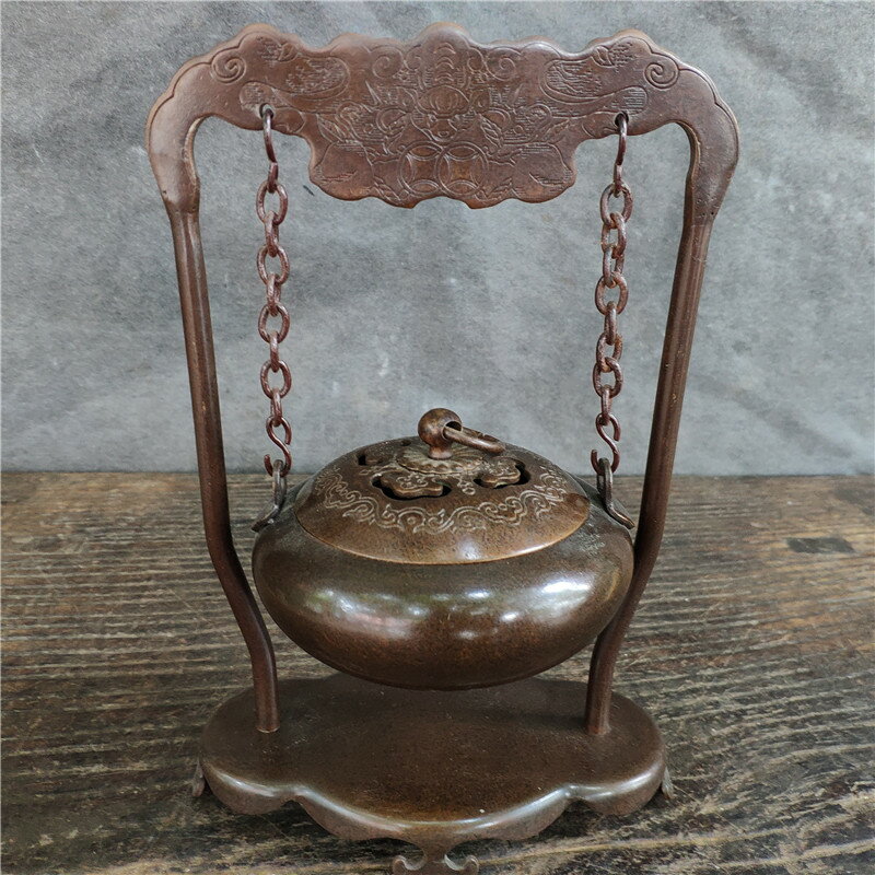古董古玩 熱賣收藏 黃銅案頭香熏爐 做工精致包漿老氣品相佳