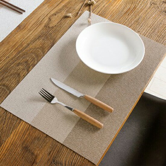 日式風三色拼接餐墊 家用 塑料 防水 隔熱墊 西餐墊 餐桌防滑墊 防燙墊 ♚MY COLOR♚【N428】
