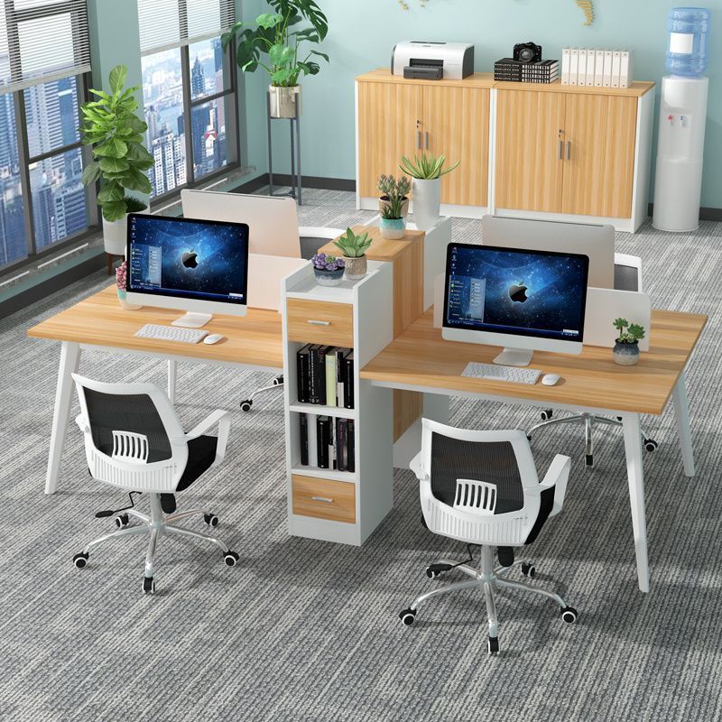 免運 辦公桌 職員辦公桌椅組合4四6人位簡約鋼架辦公室桌子屏風工位電腦桌卡座-快速出貨