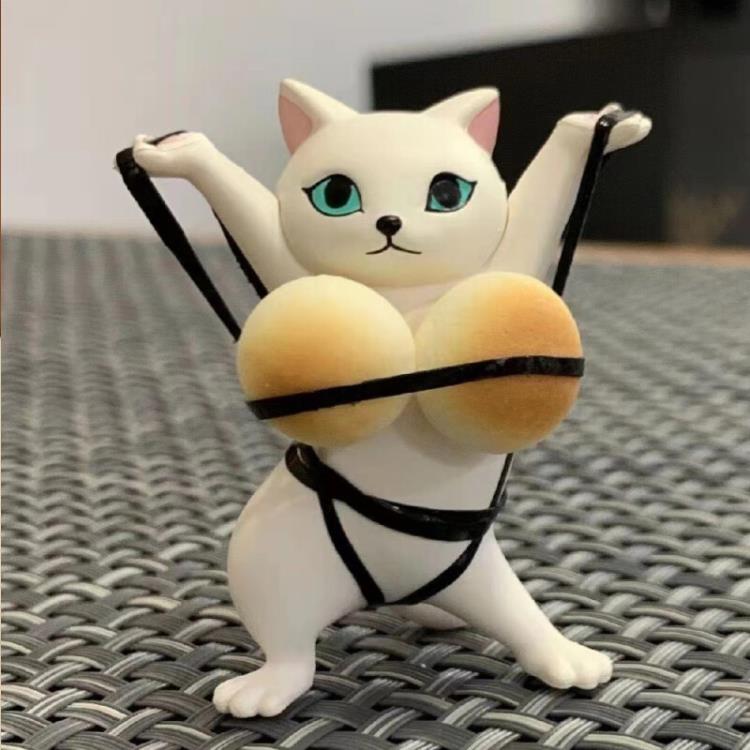 日本妖嬈貓筆架抬棺貓咪盲盒禮物收納放筆創意擺件沙雕扭蛋