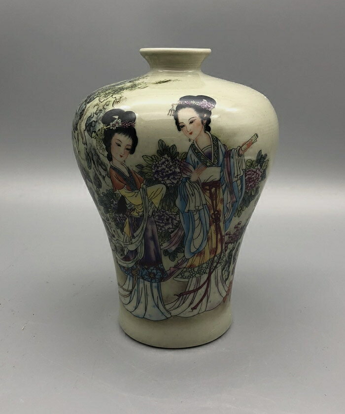 仿清同治粉彩仕女圖梅瓶收藏家居擺件古玩廠貨懷舊老物件仿古做舊