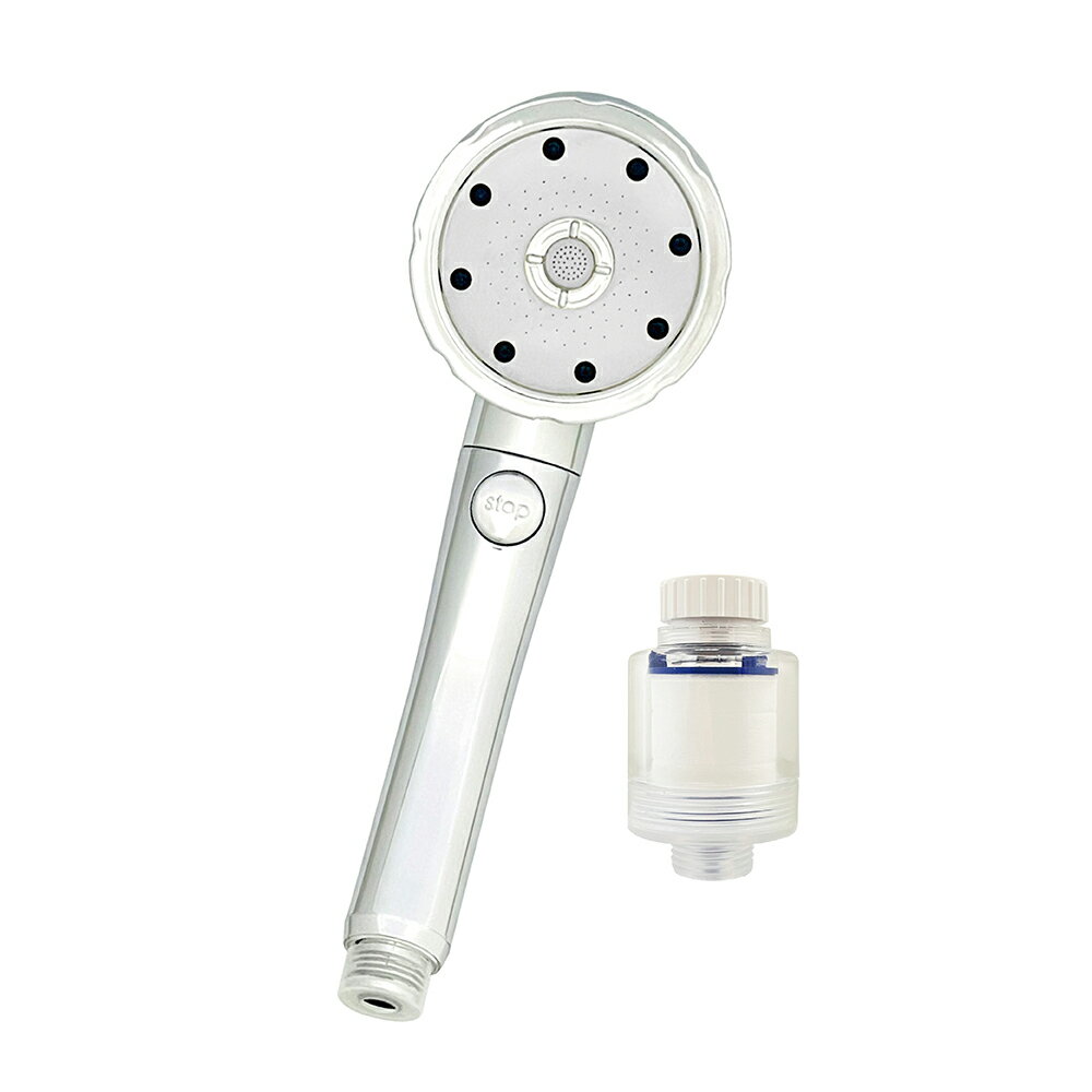 POPMORE 氣泡奇姬美肌沐浴器 五段水流一鍵止水微氣泡蓮蓬頭 1入 附除氯過濾器1入 SPA美容級花灑 4.6億微米氣泡 高涵氧氣泡小分子水清潔補水保濕噴霧PM-315