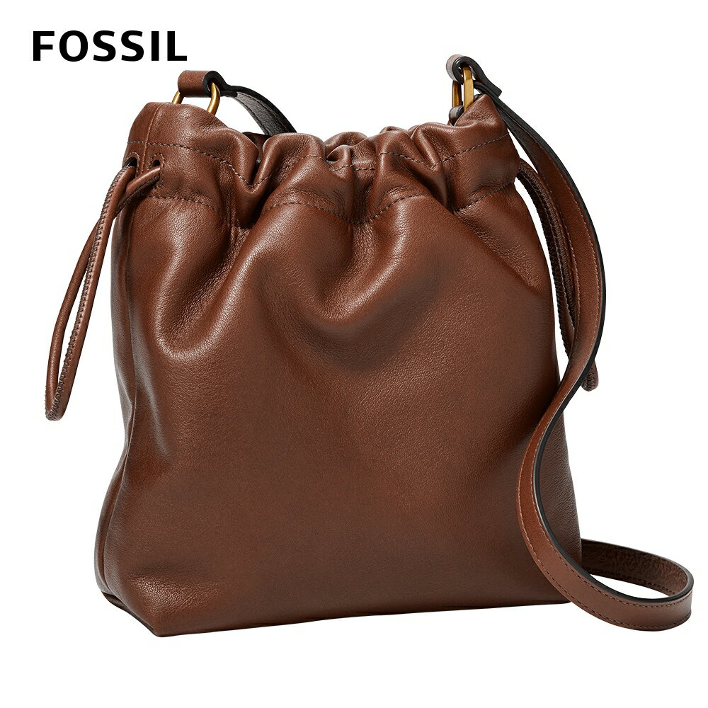 送禮首選★FOSSIL Gigi 真皮束口雲朵包-咖啡色 ZB1526200【美國時尚品牌】 附防塵袋+提袋【全館滿額折價★FOSSIL全系列包夾送美妝蛋】