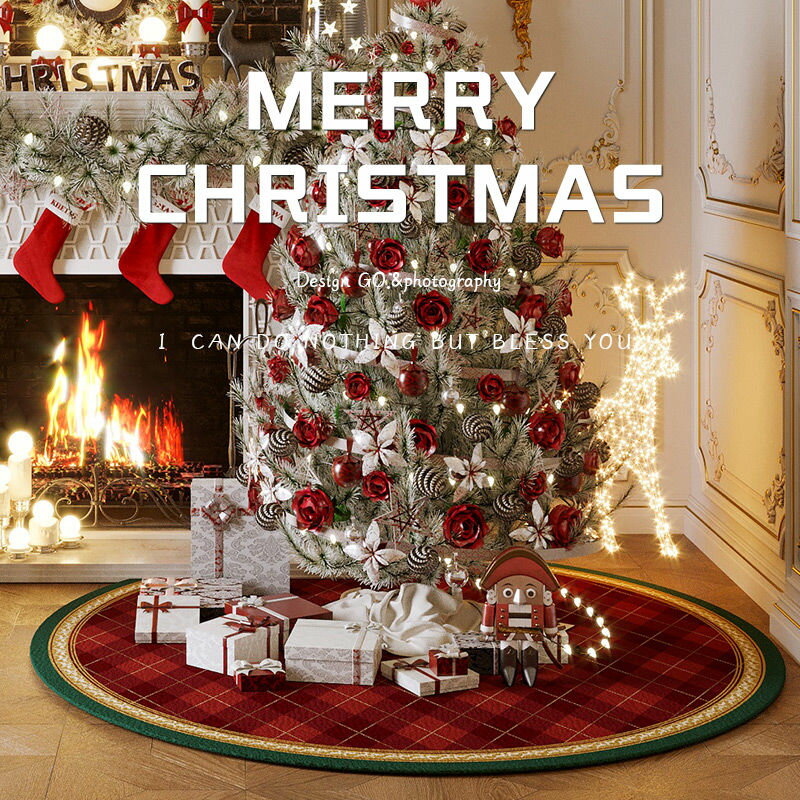 聖誕地毯 圣誕樹裙圣誕樹底座地墊圍裙圣誕節布置墊裙毯子喜慶地毯裝飾品