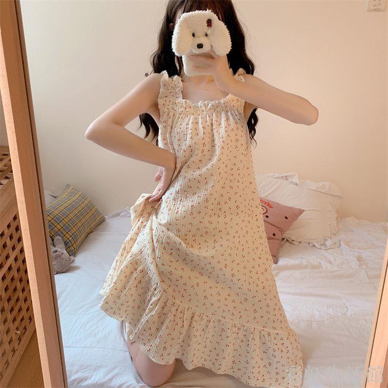 法式純欲風外穿吊帶裙夏天睡衣女薄款可愛nis風中長款家居服睡裙