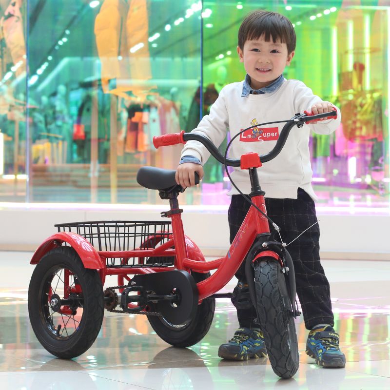 公司貨 最低價 免運 兒童三輪車2-4-8歲自行車腳踏車充氣輪胎男女孩單車兒童載購物籃
