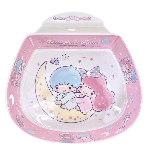 【震撼精品百貨】Little Twin Stars KiKi&LaLa 雙子星小天使~三麗鷗 雙子星多功能陶瓷盤(粉白月亮)*99245