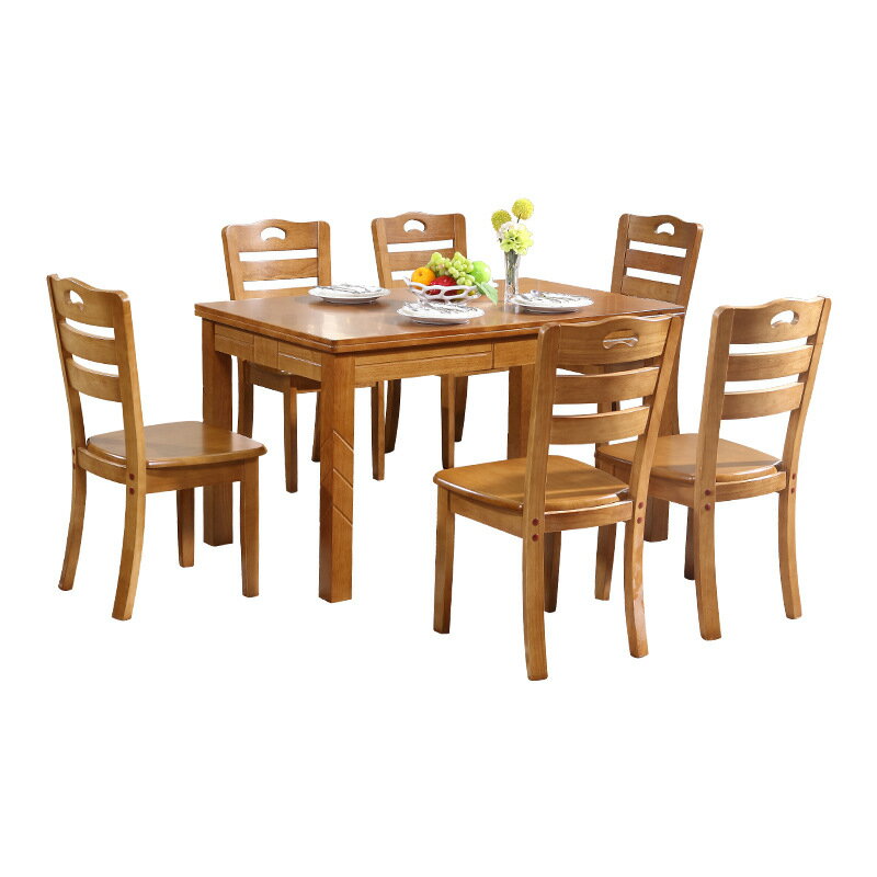 【免運】美雅閣| 實木餐桌椅西餐桌方桌小戶型4人6人現代中式餐廳飯桌家具組合套裝