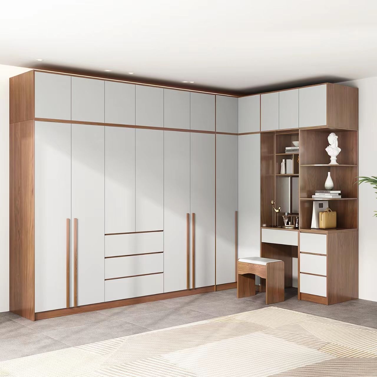 北歐衣柜現代簡約L型轉角經濟型柜子小戶型家用臥室實木質大衣櫥