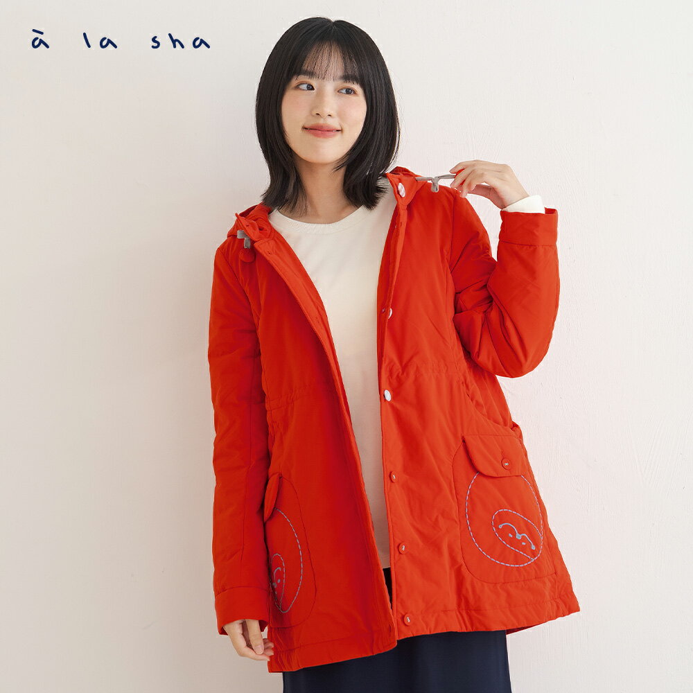 a la sha 圓圓抹茶長版鋪棉外套