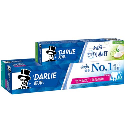 好來DARLIE 全亮白牙齦護理牙膏140g + 全亮白密泡小蘇打牙膏 蘆薈小清新40g