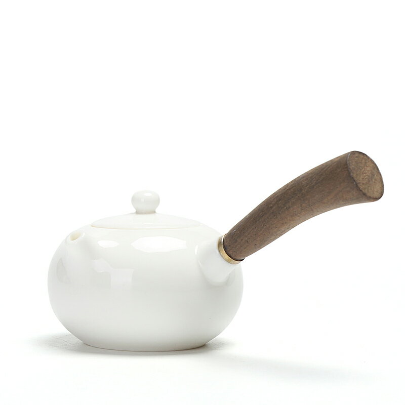 德化白瓷西施壺陶瓷茶壺功夫茶具家用手工羊脂玉側把帶過濾小單壺