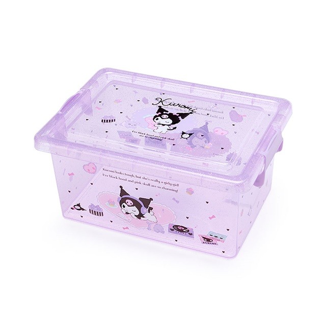 【震撼精品百貨】酷洛米 Kuromi~Sanrio 日本SANRIO三麗鷗 酷洛米透明拿蓋收納箱 M 亮粉(紫居家)*24092