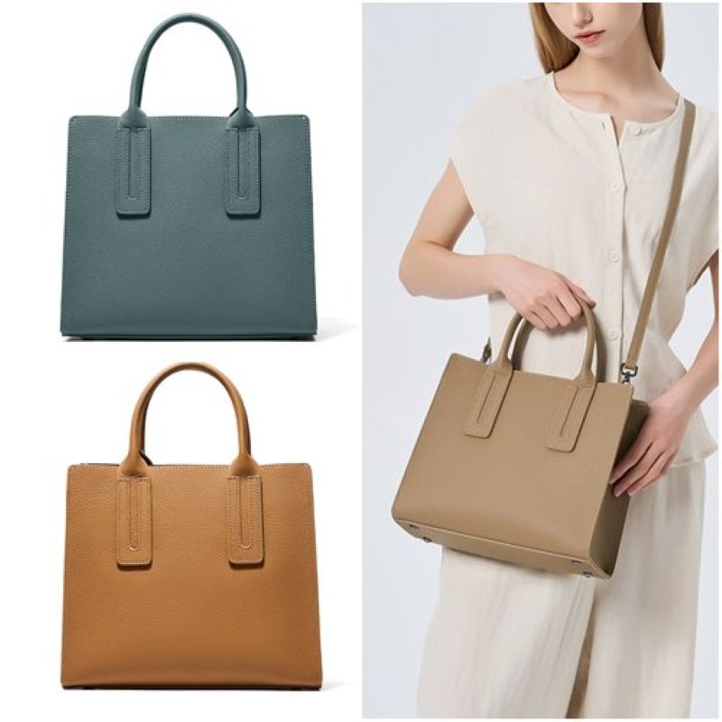 【米蘭精品】現貨+預購 真牛皮側背包手提包真皮革斜背包單肩包托特包隨身包-簡約托特包女包包4色74mk89