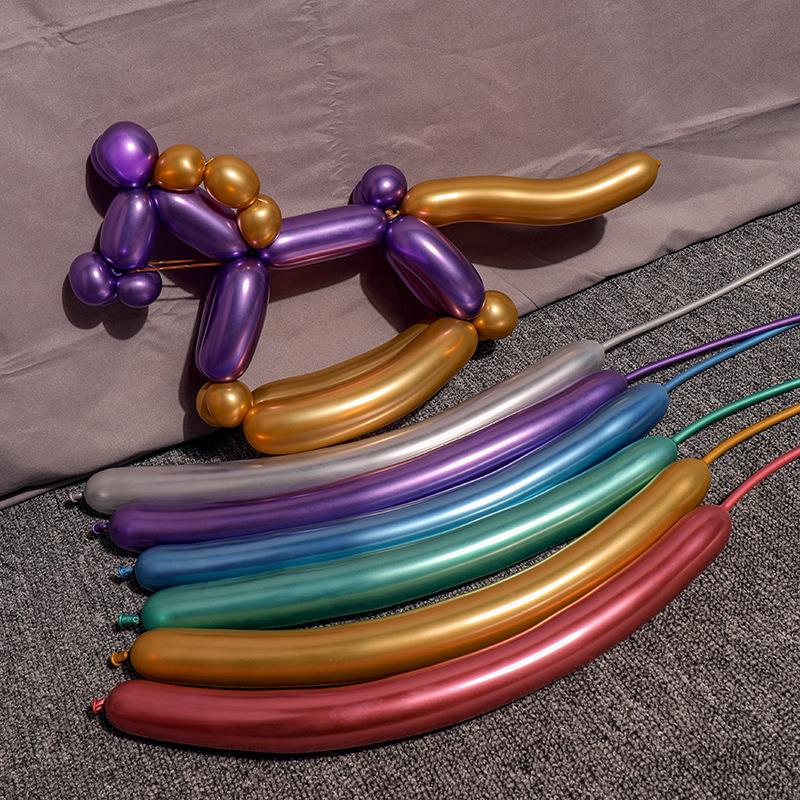 網紅新款金屬汽球金屬長條百變造型氣球260魔術氣球金屬魔術氣球