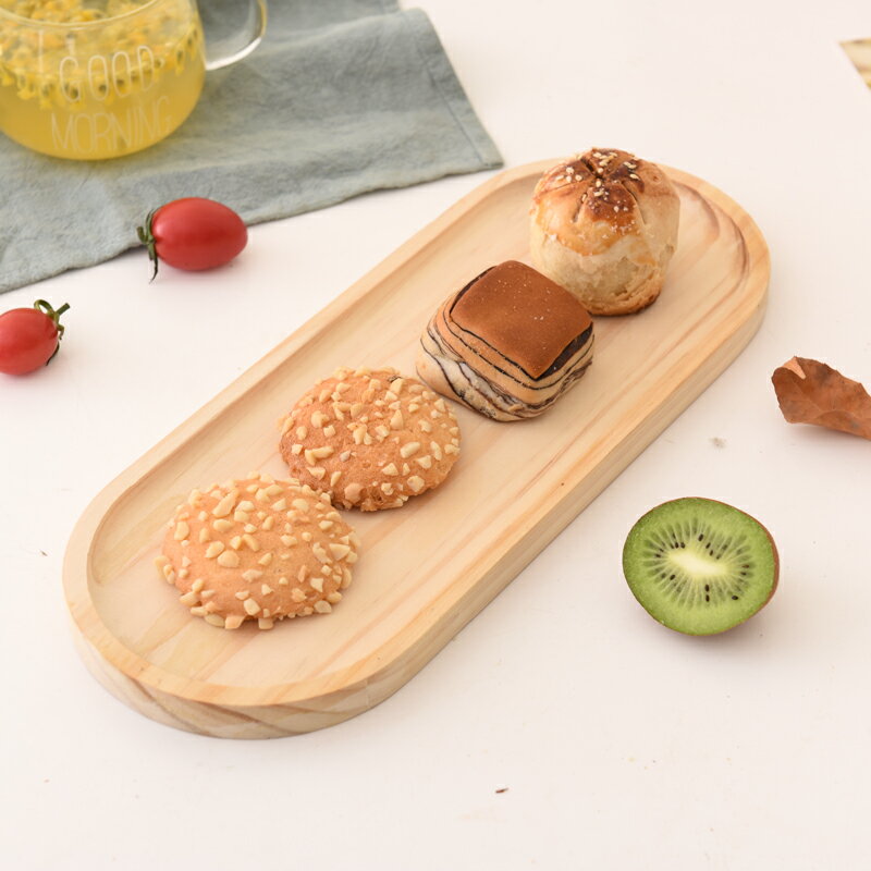 恒笑 日式松木木質托盤 長方形木制餐盤家用餐飲茶盤水果盤面包盤