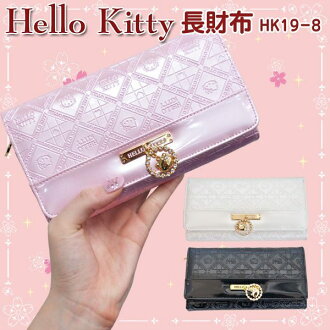 【真愛日本】10070200031 菱紋珠光長夾-鑽環吊牌粉 三麗鷗 Hello Kitty 凱蒂貓 皮夾 證件包