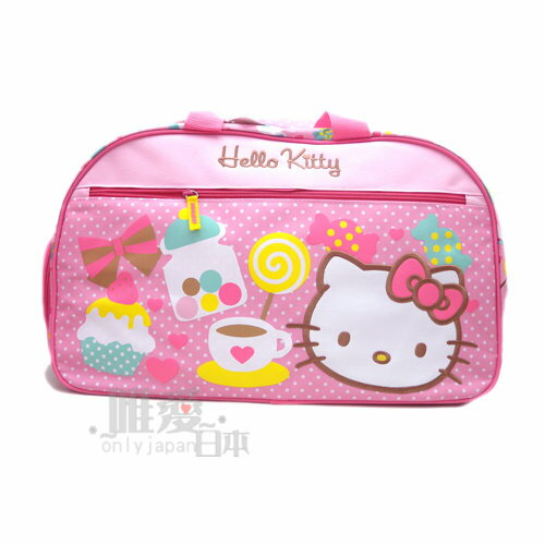 【真愛日本】14050800027 兩用旅行袋-下午茶粉 三麗鷗 Hello Kitty 凱蒂貓 行李包 登機包