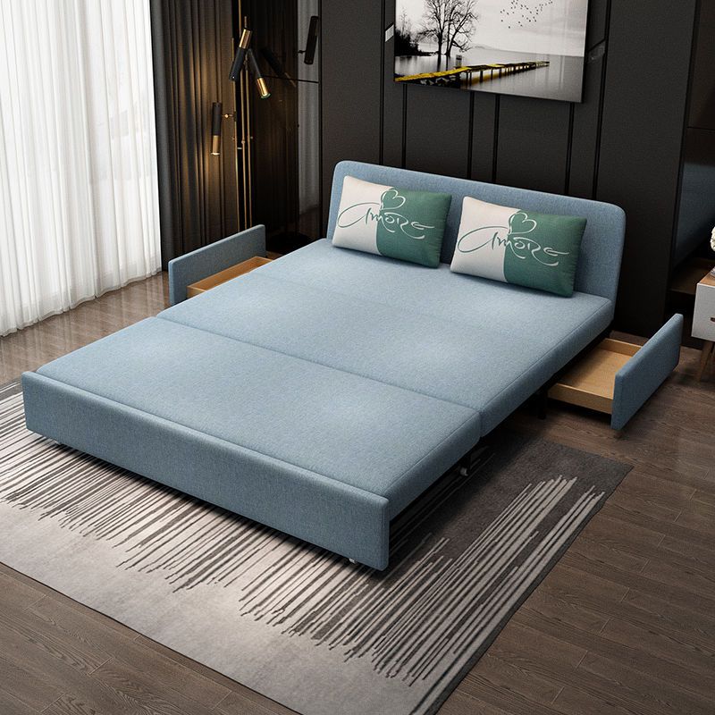 現代簡約沙發床兩用可拆洗折疊小戶型推拉多功能經濟網紅款雙人床
