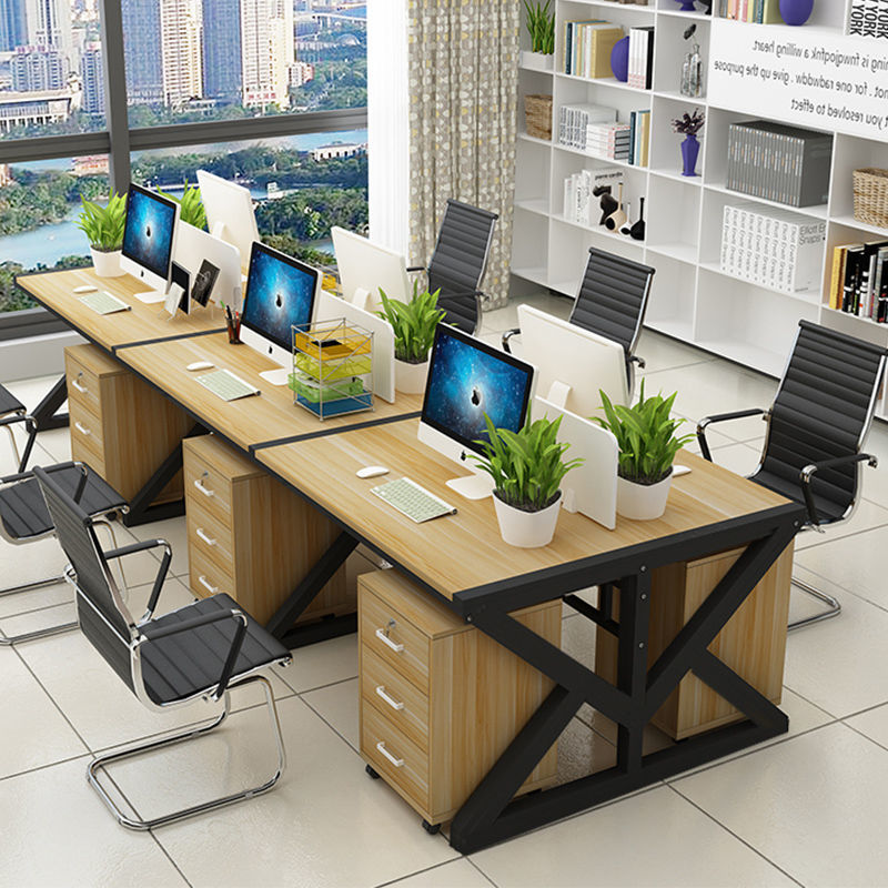 職員辦公桌員工電腦桌椅組合單櫃簡約現代辦公家具2/6四4人工作位