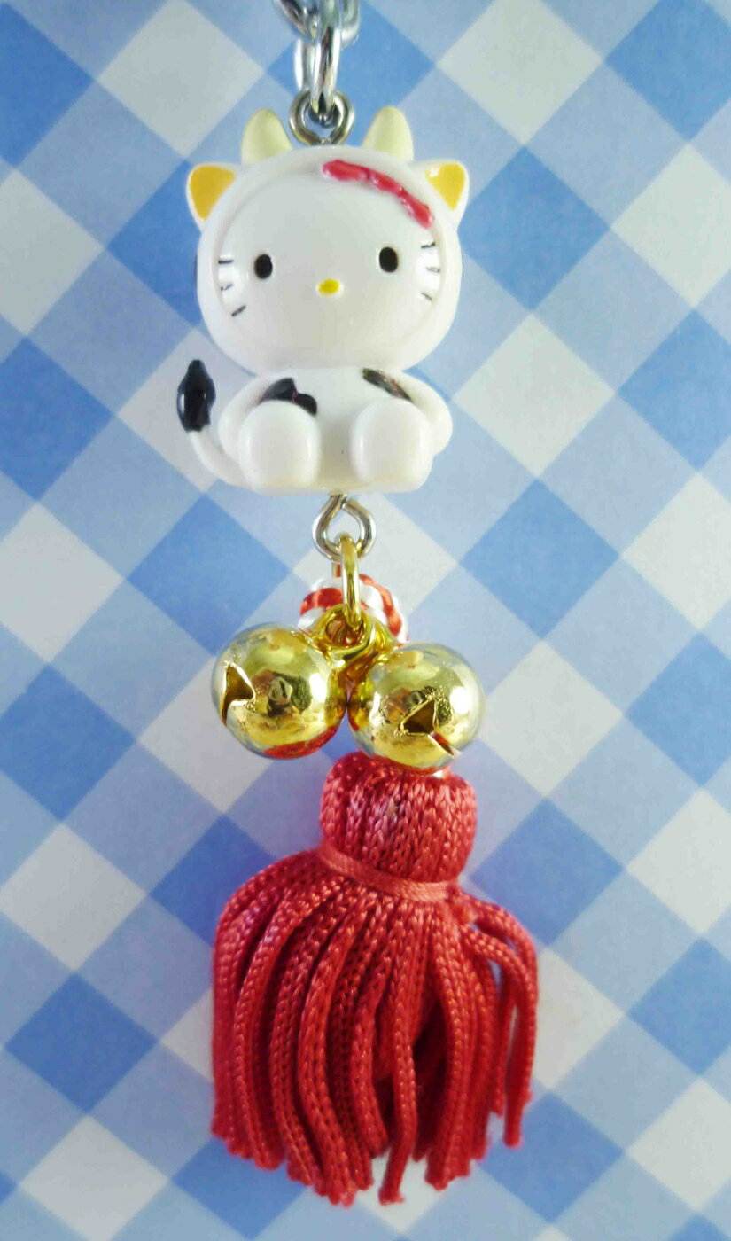 【震撼精品百貨】Hello Kitty 凱蒂貓 KITTY限量鑰匙圈-流蘇系列-牛 震撼日式精品百貨