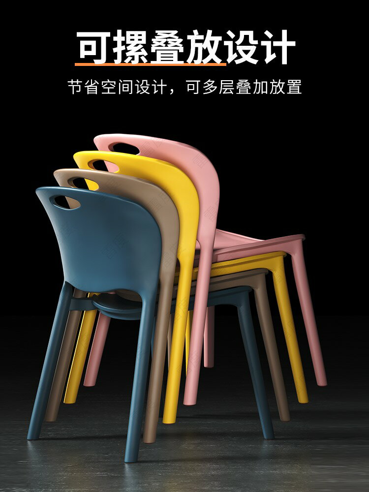 北歐簡約塑料椅子家用餐廳椅成人休閑書桌椅懶人靠背凳子加厚塑膠