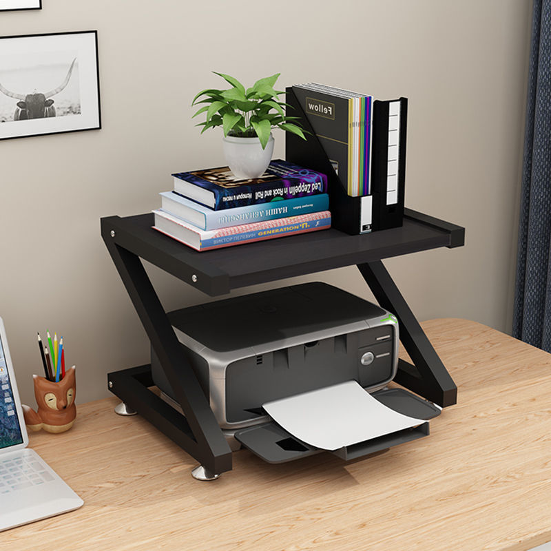 免運 打印機架子辦公室復印機桌面雙層文件收納架簡約客廳臺面置物架-快速出貨