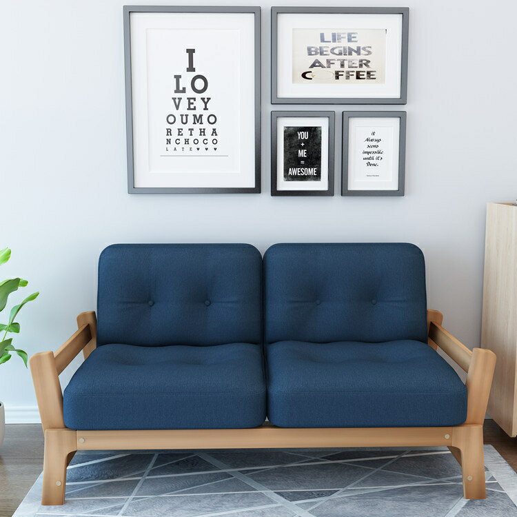 折疊沙發沙發床兩用實木多功能可折疊雙人客廳北歐小戶型現代簡約櫸木沙發