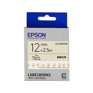EPSON 小熊維尼系列 LK-4XBYDB 白底黑字 12mm 標籤帶 S654486 適用 LW-K400/LW-C410/LW-K420 LW-500/LW-600P/LW-K600/LW-700/LW-Z900