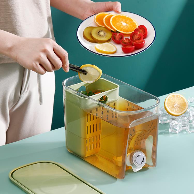 冰箱冷水壺帶龍頭涼水壺家用大容量裝檸檬飲料果汁桶冷飲冷藏容器 交換禮物