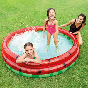 三環印花充氣游泳池家庭兒童戲水池寶寶洗澡西瓜浴池 快速出貨