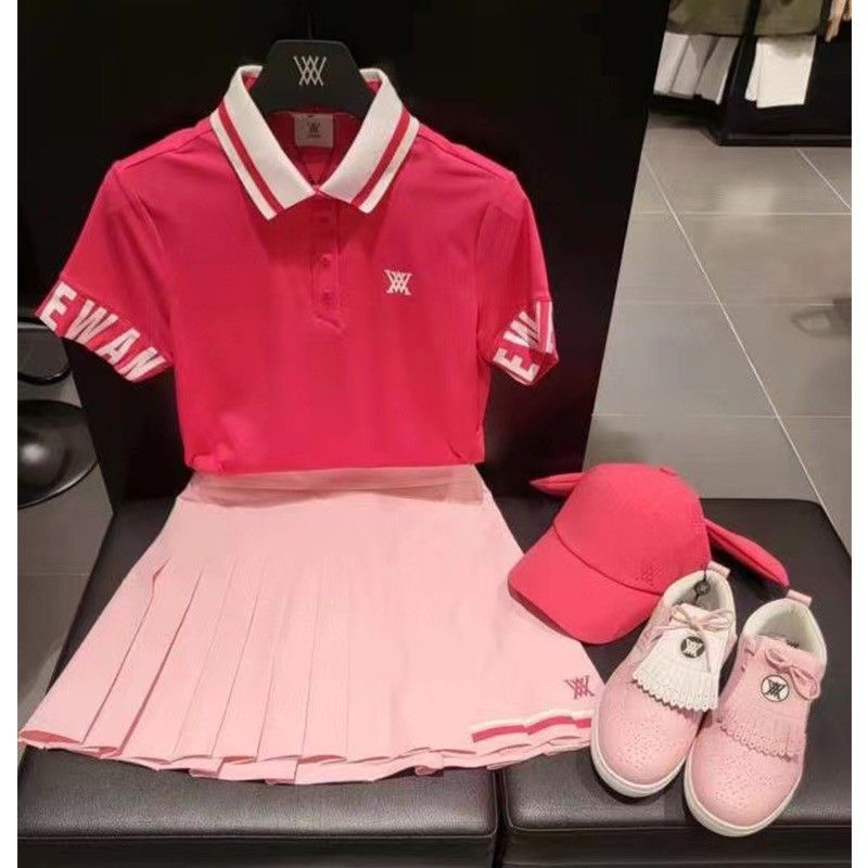 韓國高爾夫女裝速干修身顯瘦短袖上衣戶外運動golf球衣T恤