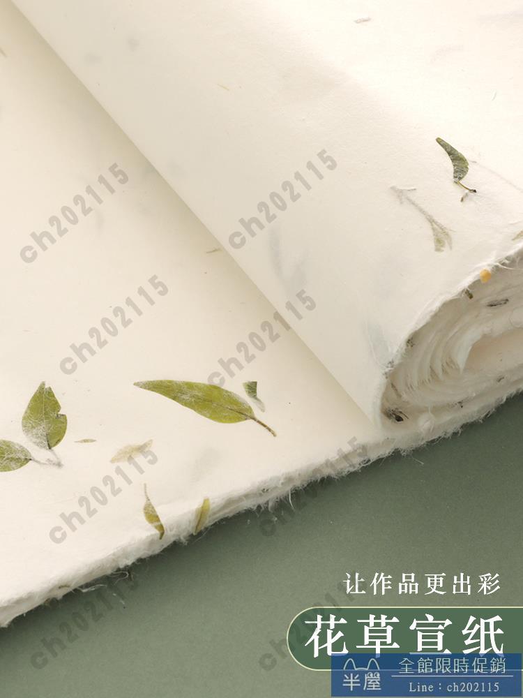 花草纖維宣紙半生半熟作品紙小楷書法國畫國展參賽創作專用紙三分熟宣紙信箋紙一筆箋手工宣紙