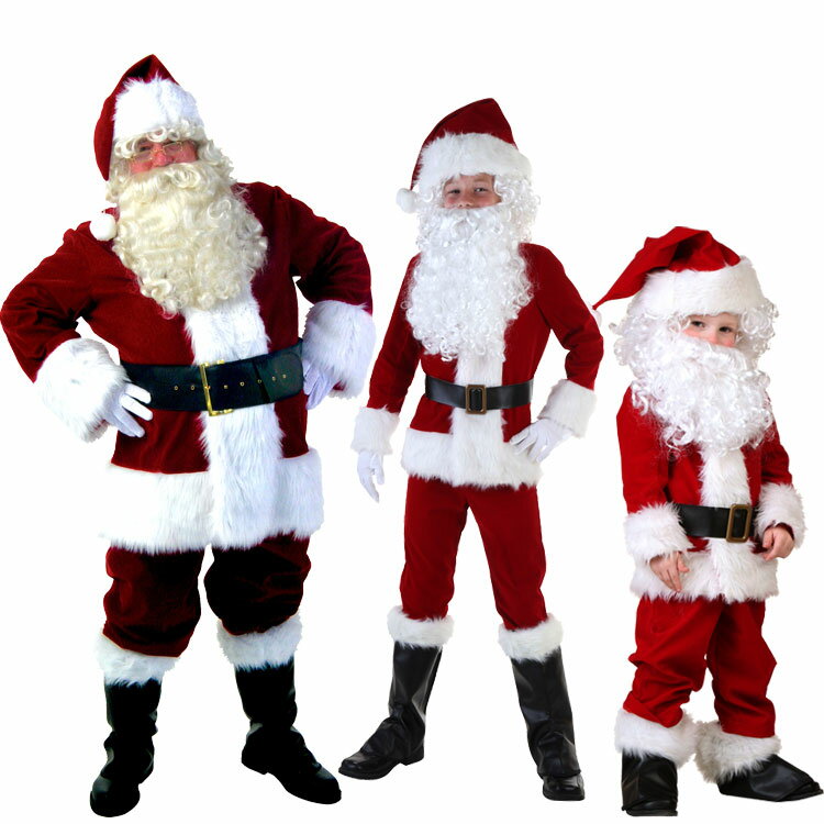 圣誕節表演演出幼兒兒童成人男豪華圣誕老人裝扮服裝服飾衣服套裝 交換禮物