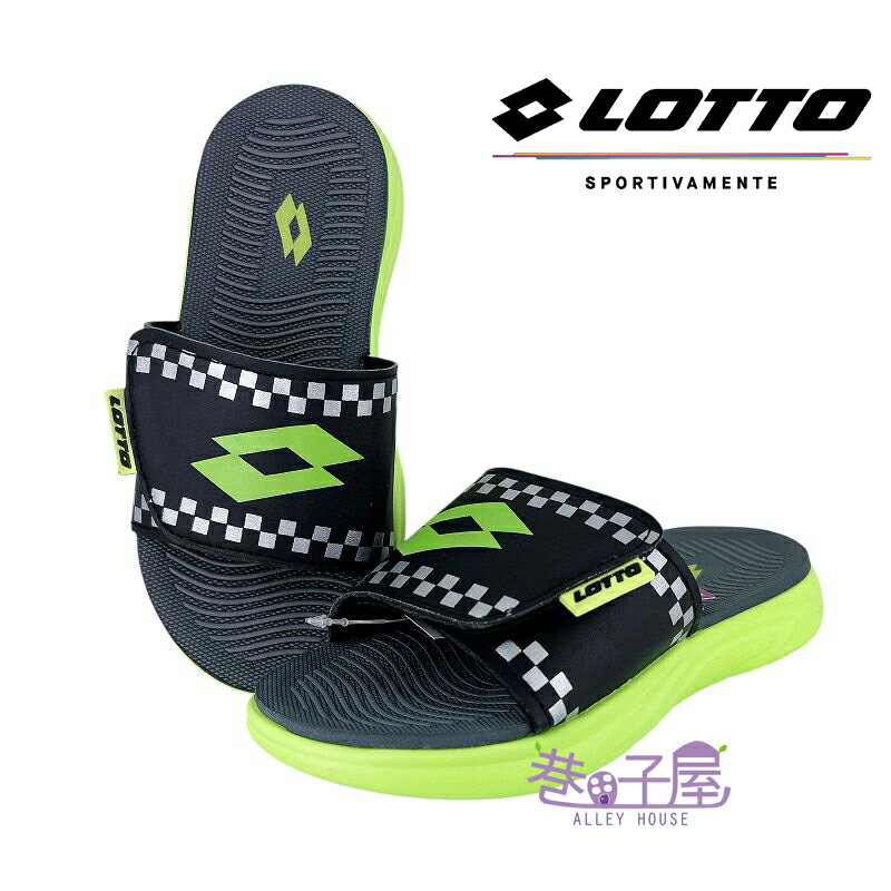 LOTTO樂得 童鞋 躍動 輕量 可調整 避震 舒適 運動拖鞋 [LT1AKS3855] 黑綠【巷子屋】