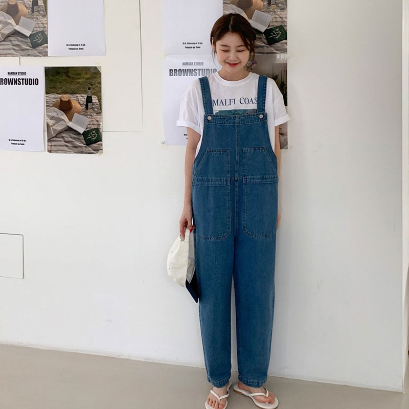 ANNAS 正韓牛仔吊帶褲 寬鬆牛仔褲 連身牛仔褲