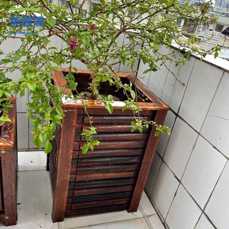 花箱 花盆 種植箱 養殖箱 花架 防腐木花箱戶外庭院種植箱長方形大號實木花盆家用露臺陽臺種菜箱 八折減免 特價出 可開發票【hua/18】