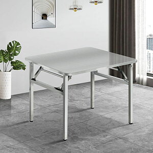 免運 特厚不銹鋼折疊桌擺攤專用家用304不銹鋼可折疊餐桌便攜式方桌子-快速出貨