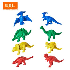 《台灣製USL遊思樂》教具 積木 軟質恐龍模型組(8形,4色,128pcs) / 袋 東喬精品百貨