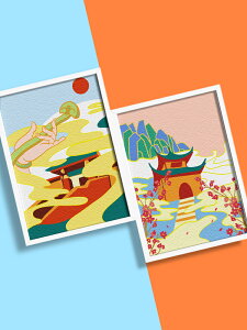 時匠 中國風紙漿畫國家寶藏聯合開發DIY手工填色裝飾畫