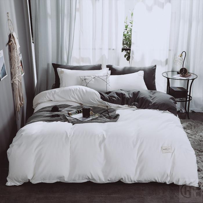 新款純色+白色床包四件組-純色簡約/適合裸睡，床包 床單床套 被套 被單 枕頭套雙人標準/加大床包四件組