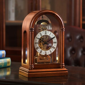 式複古座鐘客廳式鐘時鐘鐘表擺式式擺鐘坐鐘C