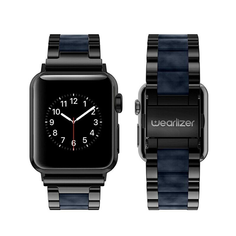 強強滾p-【Wearlizer】Apple Watch 6/5/4/3/2/1 代 不銹鋼錶帶 黑豹黑 附調整工具